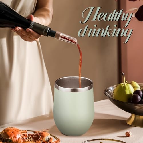 12oz Stemless Wine Tumbler with Lid Double Wall Insulated Wine Cup Stainless Steel Glasses Tumbler with Straw Insulated cocktail Tumbler Coffee Mug for Hot and Cold Beverages (Multicolor-10,6Pack) - Image 7