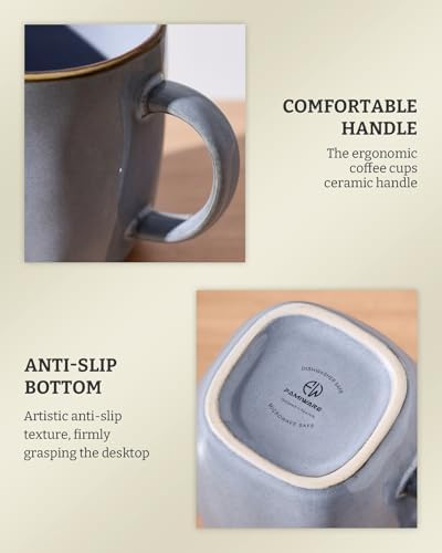 famiware Coffee Mugs Set of 6, Ocean Square 13oz Coffee Cup Set with Handle - Image 7