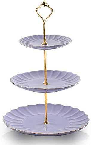 Sweejar Porcelain Tea Sets British Royal Series, 8 OZ Cups& Saucer Service for 6 and 3 Tier Ceramic Cake Stand Cupcake Stand and Foldable Tea Cups Display Stand Espresso Cups Holder - Image 5