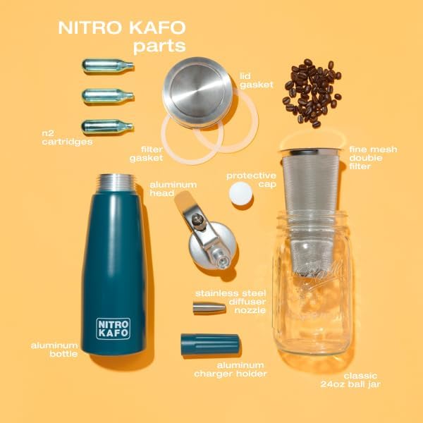 0.5L Nitro Coffee Maker, Aluminum Nitro Cold Brew Coffee Maker with Special Nitro Diffuser Nozzle & Cold Brew Maker for Making Nitro Cold Brew, 1 Pint/0.5L, Includes (10) Nitro Cartridges - Image 2