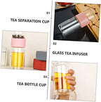 Zerodeko Double Wall Tea Water Bottle Strainer Leakproof Heat-resistant Tea Cup for - Image 4