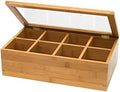 Lipper International Bamboo Wood Tea Box with Clear Lid, 8 Compartments, 12-1/2" x 7-1/2" x 3-5/8" by LipperInternational