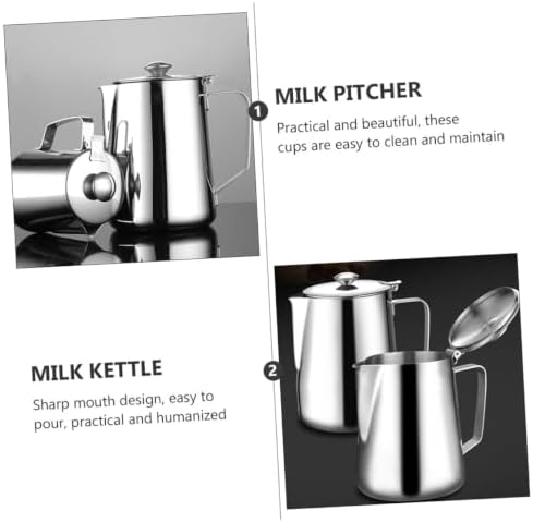 Luxshiny 20 oz Milk Frothing Pitcher, Stainless Steel 600ml Milk Can Coffee Frothing Cup Milk Jug Coffee Cup Used to Make Cappuccino Latte - Image 3