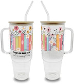 Sip-Sip Hooray! Too Many Books 40oz Glass Tumbler with Lid and Straw by Sip-SipHooray