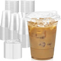 Dealusy 100 Pack - 16 oz Clear Plastic Cups with Sip Lids by Dealusy