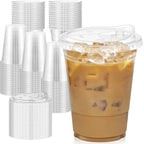 Dealusy 100 Pack - 16 oz Clear Plastic Cups with Sip Lids by Dealusy