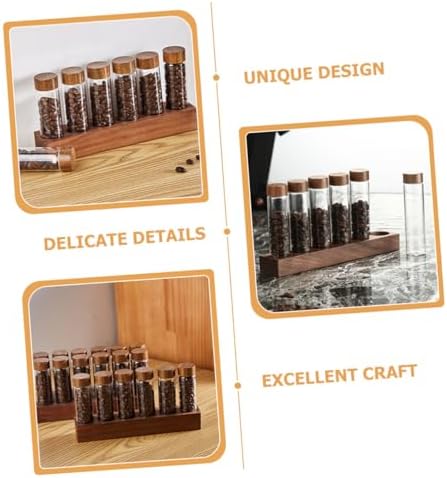 IMIKEYA 1set Coffee Bean Storage Tubes with Wooden Display Stand Airtight Glass Vials for Freshness Stylish Kitchen Organization for Coffee - Image 7