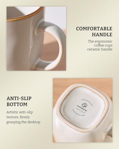 famiware Coffee Mugs Set of 6, Ocean Square 13oz Coffee Cup Set with Handle - Image 7