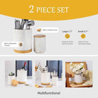 TEATALK Vintage Ceramic Utensil Crock Set, Airtight Lid & Rotating Base for Countertop, Farmhouse Kitchen Organizer, Large and Small Dark Blue Crocks in White Garden Pattern, 7.7"+5.7" - Image 3