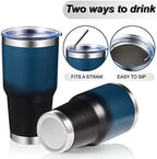 MEWAY 30oz Insulated Tumbler With Lids and Straws,Stainless Steel Double Vacuum Coffee Tumbler Cup, Brush, Durable Powder Coated Coffee Cup for Cold & Hot Drinks(Blue Black, 8 PACK) - Image 3