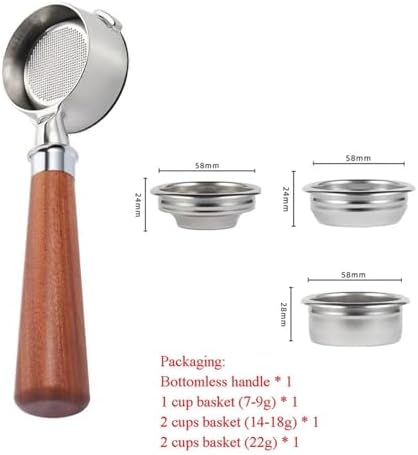 58mm Bottomless Portafilter，Compatible For Gaggia，Baby Classic With 1/2/4 Cup Basket Espresso Machine Barista Accessory(A1 rosewood) - Image 2