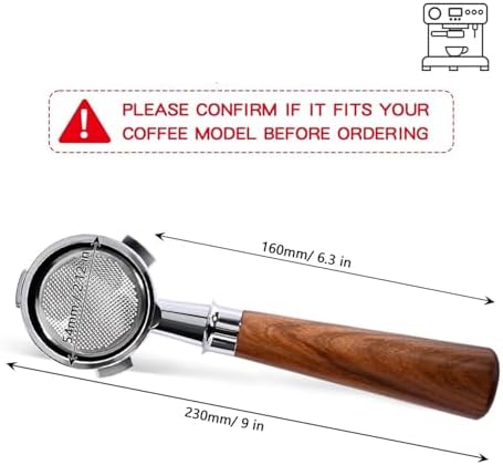 3 Ear Coffee Bottomless Portafilter 54mm，Compatible For Breville，Compatible For Sage，870 878 880 Replacement Filter Basket Barista Tool Espresso Accessory(54MM 3Ear-Rosewood A) - Image 2