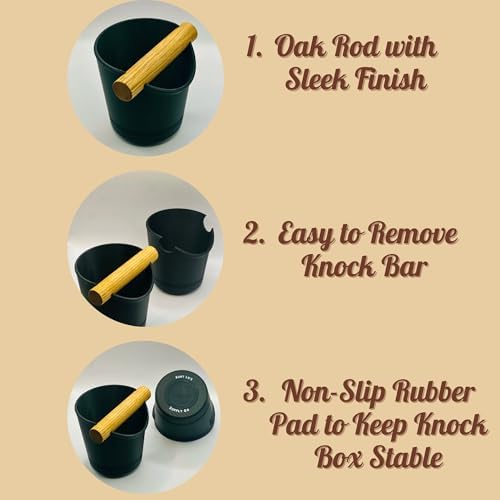 Espresso Knock Box with Oak Rod - Coffee Grounds Container with Non-Slip Base - Made in USA (Matte Desert Tan) - Image 2
