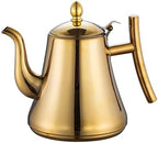 Small Stainless Steel Tea Kettle with Infuser, Food Grade Stainless Steel Teapot, Teakettle for Stovetop Induction Stove Top, No Whistle(Gold,2L) by Unknown