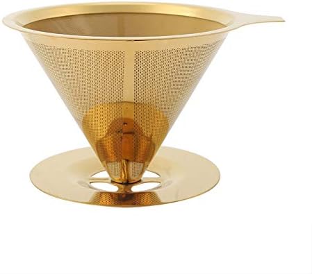Stainless Steel Titanium Gold Pour Over Coffee Dripper with Stand and Handle - Reusable Paperless Coffee Filter - Image 4