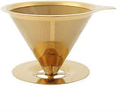 Stainless Steel Titanium Gold Pour Over Coffee Dripper with Stand and Handle - Reusable Paperless Coffee Filter - Image 4