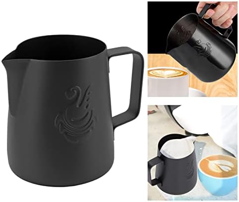 420ml 304 Stainless Steel Milk Frothing Pitcher with Handle, Frother Cup with Eagle Beak Spout, Latte Cup for Milk Coffee Tea (Black) - Image 4