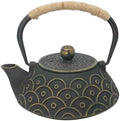 InnoLife Cast Iron Teapot with Stainless Steel Infuser, Japanese Tea Pot for Loose Leaf, Tea Kettle with Enameled Interior, Fish Scale Pattern 900ml/30oz by High-qualityMMABoxingtrainingequipment