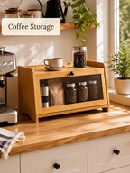 Bread Box for Kitchen Countertop With Top Shelf for Fruit,1 Tier, Natural - Image 6