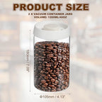uxcell 2pcs Coffee Vacuum Container, 1200ml/40oz Glass Coffee Bean Storage Container with Lids for Spices Biscuits Loose Leaf Tea, White - Image 2