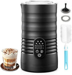Milk Coffee Frother Steamer,Temperature Display, 350lm, Burn-Free Base, Easy To Clean, 96% High Foam Rate,Ultra-Quiet Operation,Electric Cold Foam Maker Machine,Hot Chocolate Frother - Metallic black by Theravolante