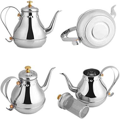 Fdit Tea Kettle, Stainless Steel, 1.2L, Gooseneck Spout, with Tea Filter, Silver, for Coffee and Tea - Image 4