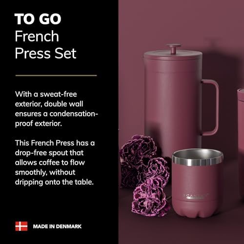 Scanpan TO GO French Press Coffee Maker 1.0L (Black) + 4 Vacuum Cups 250 mL (Black) - 18/8 Food Grade Stainless Steel - Scratch-Free Coating - Dishwasher Safe - Image 2