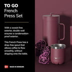 Scanpan TO GO French Press Coffee Maker 1.0L (Black) + 4 Vacuum Cups 250 mL (Black) - 18/8 Food Grade Stainless Steel - Scratch-Free Coating - Dishwasher Safe - Image 2