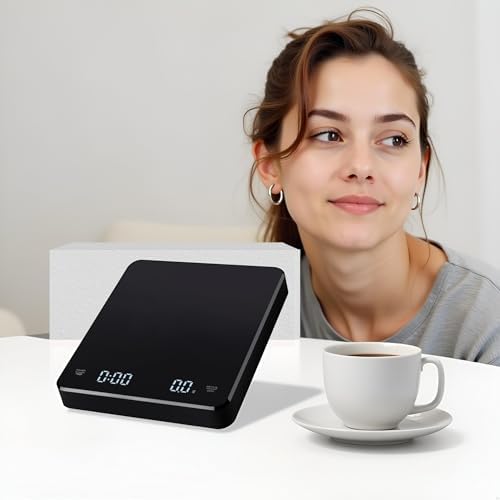 Rechargeable Coffee Scale, Portable Digital Kitchen Scale with Automatic Timing Rechargeable Mini Coffee Scales, Food Kitchen Scales for Baking, Cooking, and Meal Prep(Black) - Image 4