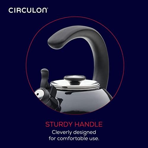 Circulon Enamel on Steel Whistling Induction Teakettle, Tea Kettle for Stovetop with Flip-Up Spout, 2-Quart, Black - Image 5