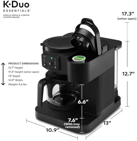 K-Duo Essentials Hot & Iced Coffee Maker Single Serve KCup Pod & 12-Cup Glass Carafe Dual Brew System 72oz Reservoir - Image 5