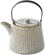 Yundu Ceramic Teapots for Tea, 1000ml/33.8oz Tea Pot with Infusers for Loose Tea, Striped Tea Pot with Removable Tea Infuser - Reactive Grey by YunduHome