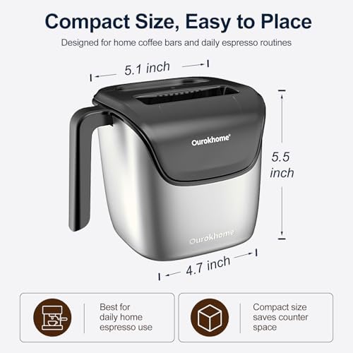 Ourokhome Espresso Knock Box with Lid, Compact Coffee Grounds Container for Home Coffee Bar, Removable Knock Bar, 304 Stainless Steel Exterior, Non-Slip Base & Handle, Easy Clean - Image 3