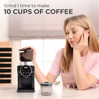 Kaffe Electric Burr Coffee Grinder (9oz) w/ 31 Adjustable Coarseness Settings - Conical Burr - [New Touch Screen w/Timer & Cup Selector] - Precision Coffee Bean Grinder for Home Use - Stainless Steel - Image 6