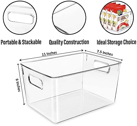 Clear Plastic Storage Bins, Pantry Organizers and Storage, Kitchen Organization and Storage Containers Bins for Organizing, Fridge, Freezer, Bathroom, Pantries, Medicine Cabinet Organizer Bin - Image 3
