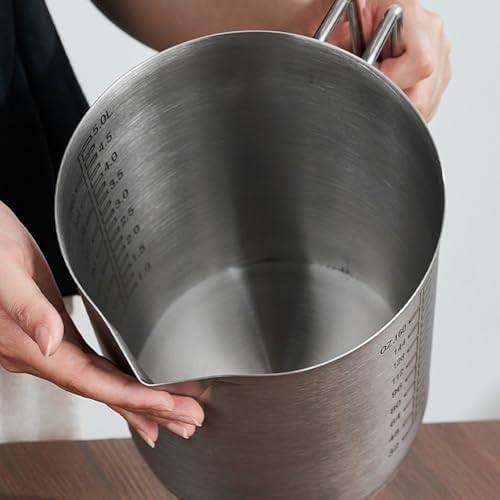 5l Measuring Jug Stainless Steel Thicken Measuring Cup Milk Frothing Pitcher Large Mouth Graduated Beakers with Handle and Scale, Milk Jug for Kitchen Bar - Image 2