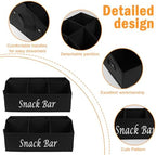 2 Pack Snack Organizer for Countertop With Handles - 6 Compartment Box Basket, Bar Station, Kitchen Cabinet Pantry Storage - Black - Image 2