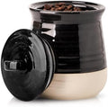 HASENSE Ceramic Food Storage Jar with Airtight Lid, 30 FL Oz Kitchen Canister for Coffee Beans, Tea, Sugar & Candy, Farmhouse Coffee Cookie Container for Kitchen Counter, Black by Hasense