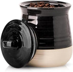 HASENSE Ceramic Food Storage Jar with Airtight Lid, 30 FL Oz Kitchen Canister for Coffee Beans, Tea, Sugar & Candy, Farmhouse Coffee Cookie Container for Kitchen Counter, Black by Hasense