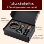 Espresso Accessories Kit for 54mm Portafilter – Premium Matching Barista Tools Set with Durable Aluminum and Real Walnut Wood – Espresso Tamper, WDT Tool and Magnetic Dosing Funnel – Black & Walnut - Image 2