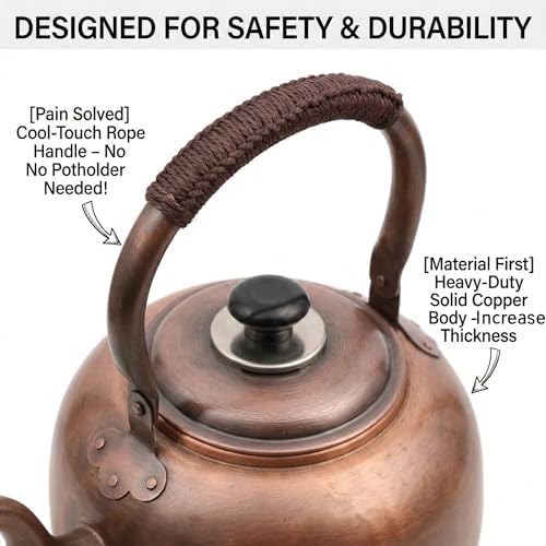 3.2 QT Solid Copper Whistling Kettle | Large Capacity & Cool-Touch Handle - Image 4