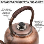 3.2 QT Solid Copper Whistling Kettle | Large Capacity & Cool-Touch Handle - Image 4