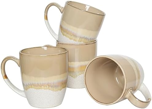 Bosmarlin Ceramic Coffee Mug Set of 4, 17 Oz, Coffee Cups with Big Handle, Microwave Safe, Unique Reactive Glaze by Bosmarlin