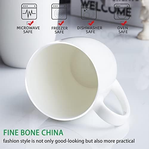 Chulan White Over 45% Bone Content Fine Bone China Coffee Mugs 10 oz, Lightweight Porcelain Cups for Espresso Latte Mocha Cappuccino, Luxury Thin Ceramic Tea Cup Set of 4, Dishwasher Microwave Safe - Image 2