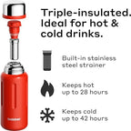 BOBBER 26 oz Stainless Steel Heavy Duty Thermo Flask with Removable Tea Infuser – Keeps Hot 28 Hours, Cold 42 Hours – Rugged, Leak-Proof, Dishwasher Safe Vacuum Insulated Bottle (Red) - Image 2