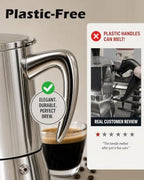 Stainless Steel Moka Pot 9 Cup 20 oz, All-Metal Stovetop Espresso Maker, Plastic-Free Non-Toxic, for Induction Gas Electric Ceramic Halogen, Portable Camping Travel - Image 4