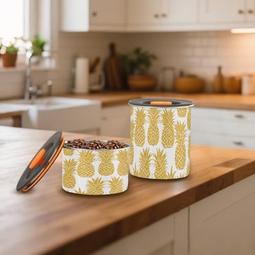 Stainless Steel Coffee Storage Containers with Airtight Lid, Golden Glitter Pineapple 30oz Food Storage Container Kitchen Canister for Tea, Coffee Beans, Ground, Sugar Storage - Image 6