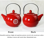 Chinese Teapot 28oz Porcelain Tea Pot Red (Double happiness Teapot) - Image 3