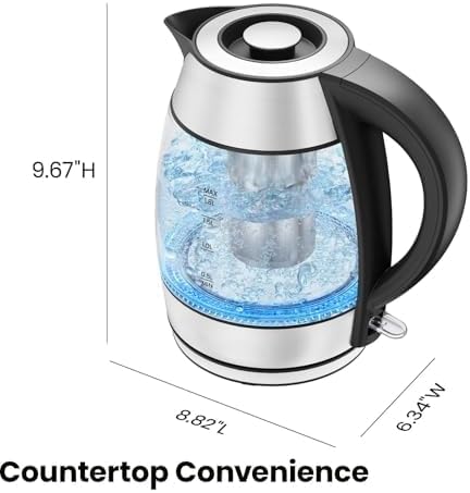 1.8L Electric Glass Kettle with Removable Tea Infuser, LED Indicator Lights, Stainless Steel Base for Fast Boiling - Image 2