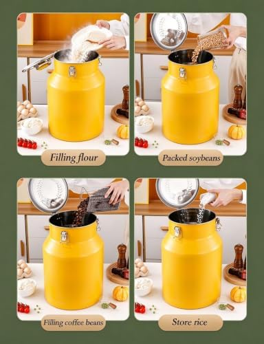 Airtight Sealed Rice Storage Container with Handle, Metal Kitchen Canister for Flour Grains Cereal Coffee Beans Pantry Use(12L,Red) - Image 4